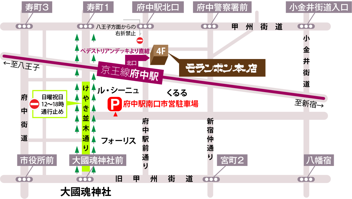 京王線新宿駅からの路線図